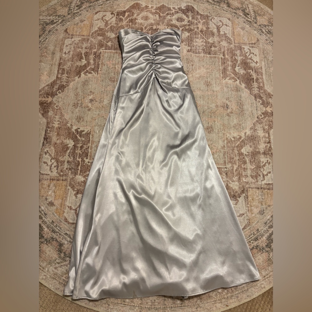 Elegant Silver Satin Dress